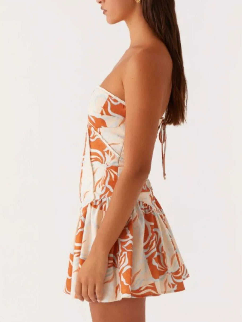 Lace Up Back Tube Dress