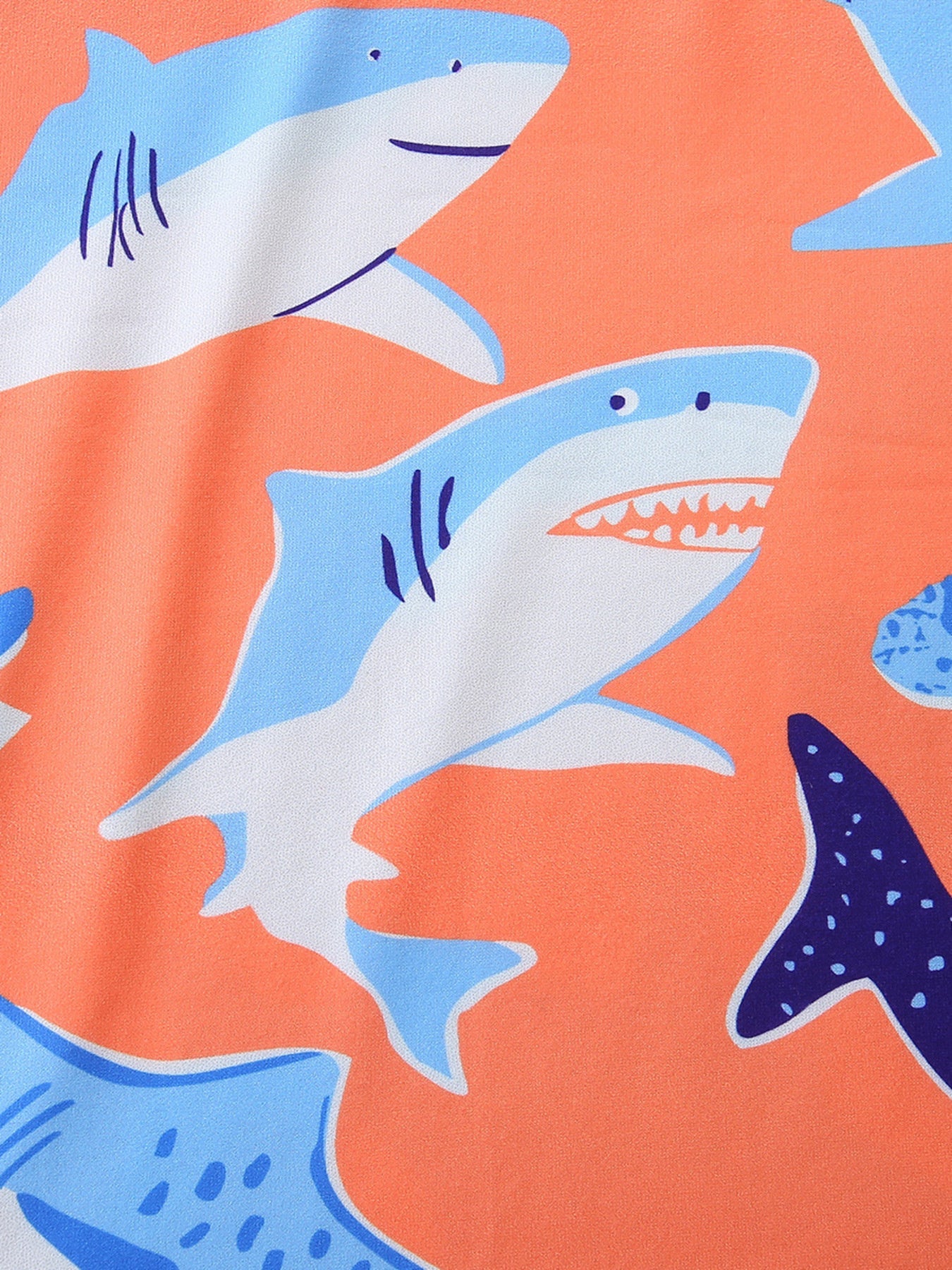 Children's Shark Print Casual Tee and Shorts Set