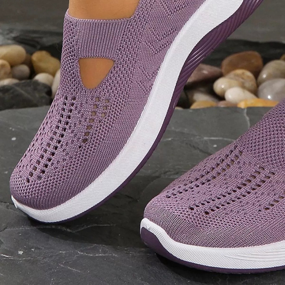 Round Toe Mesh Slip-Ons