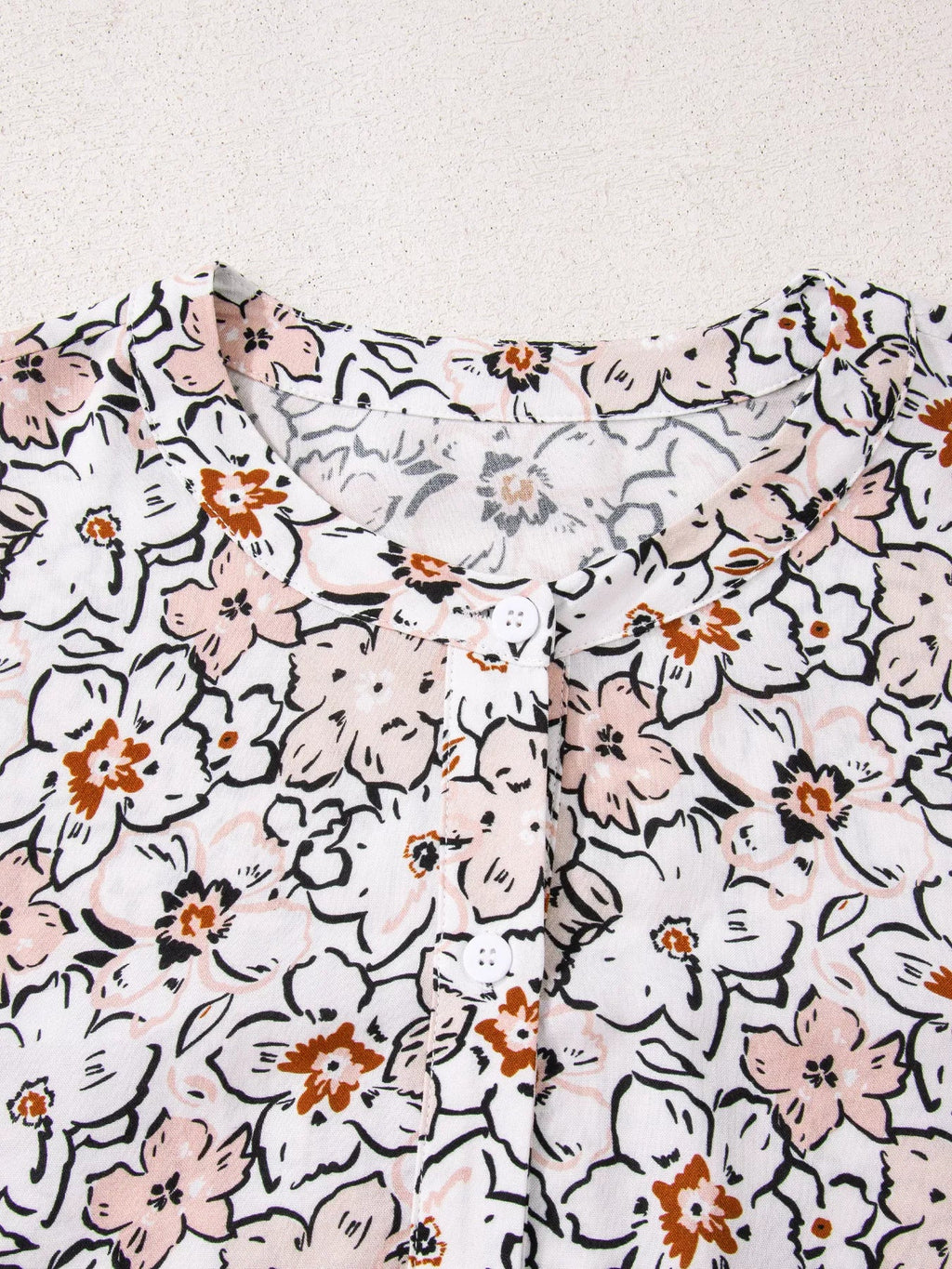 Floral Print Frilled Puff Sleeve Button Down Shirt