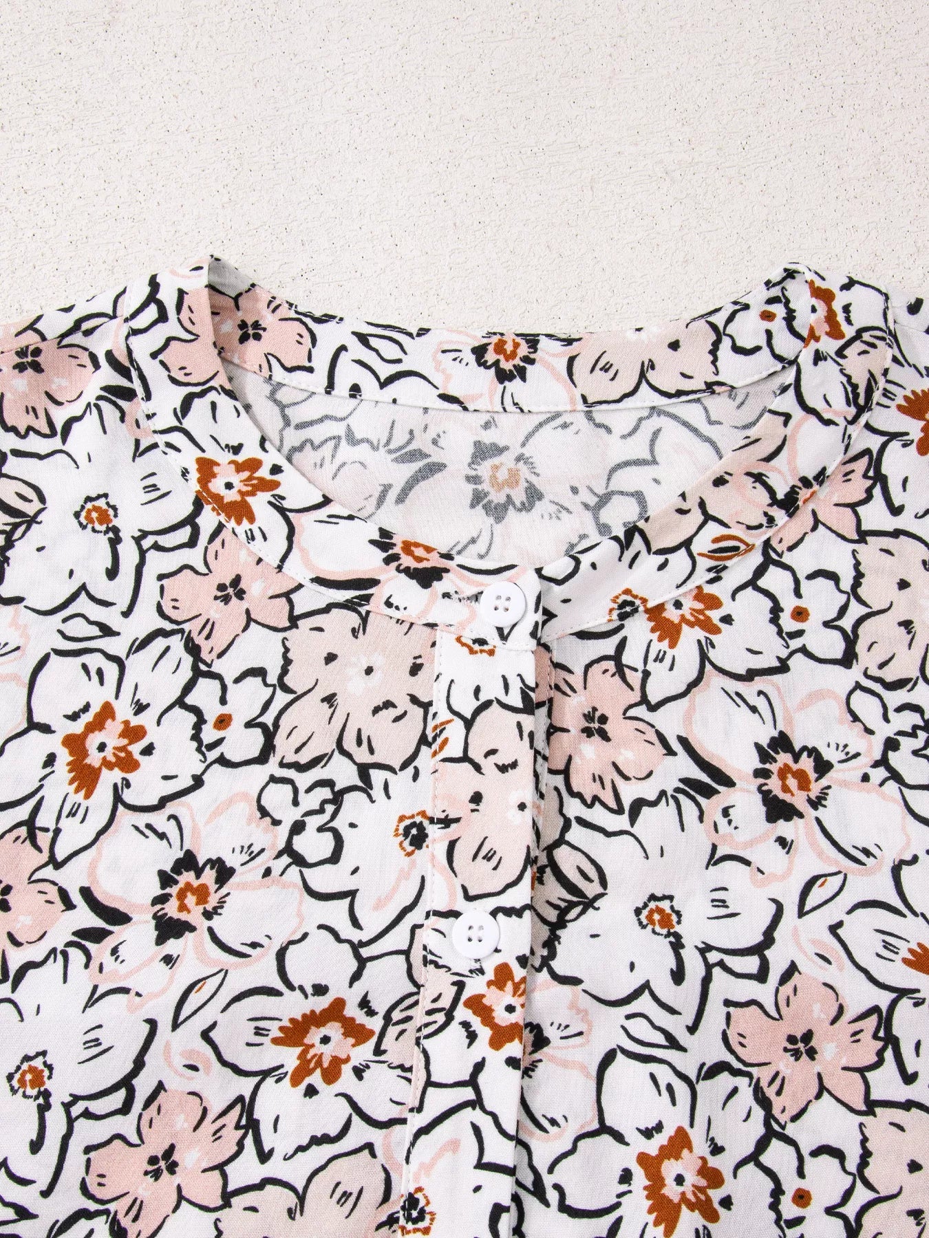 Floral Print Frilled Puff Sleeve Button Down Shirt