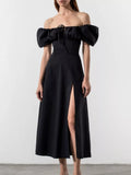 Full Size Slit Short Sleeve Midi Dress Plus Size