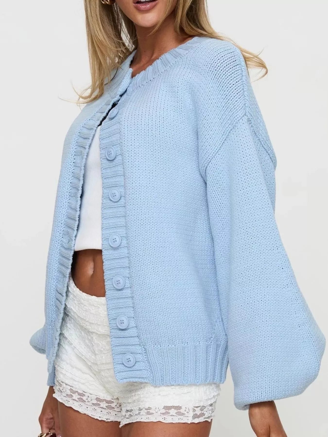 Full Size Button-Down Knit Cardigan Plus Size