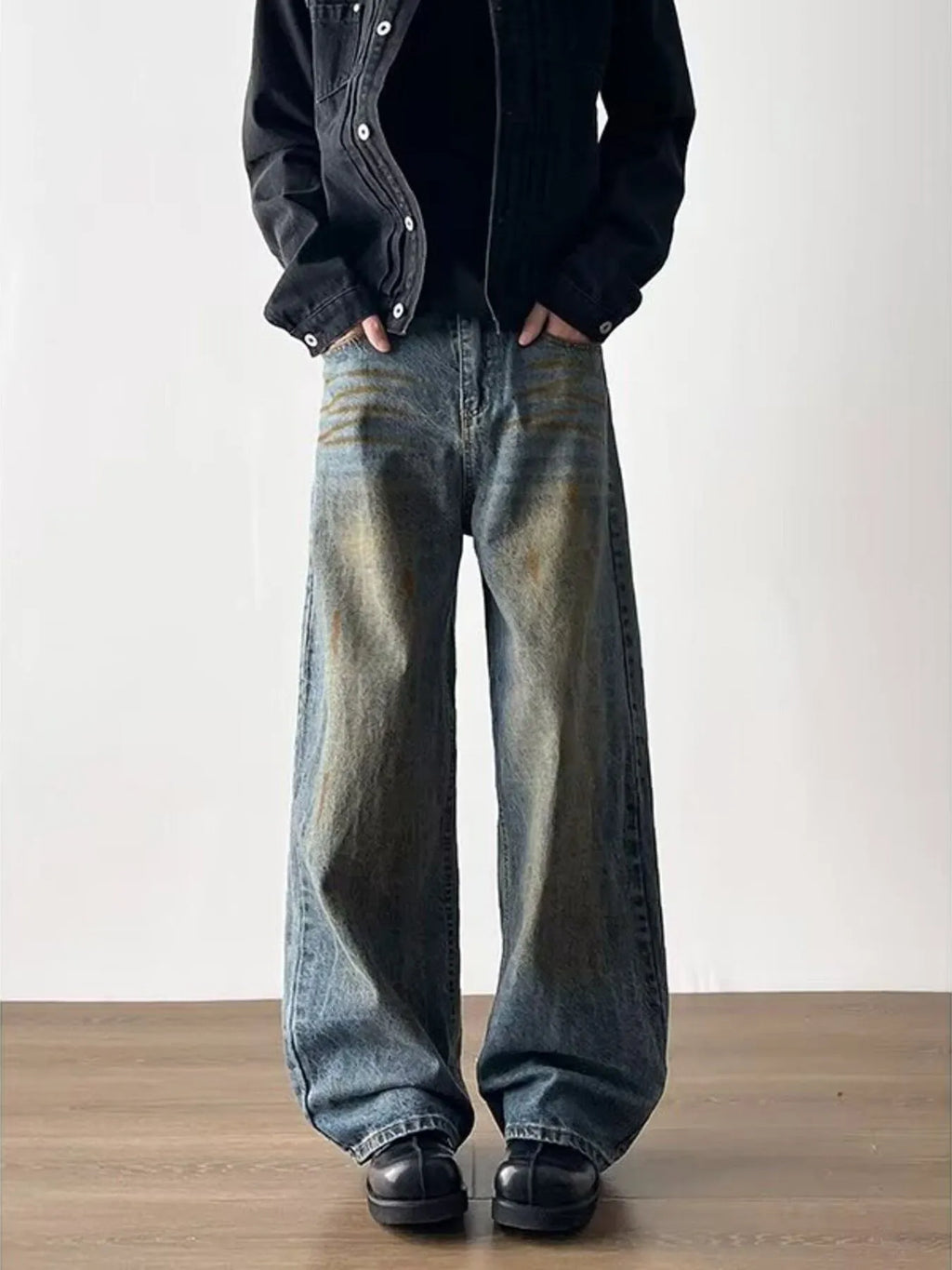 Men's Full Size Wide-Leg Jeans Plus Size
