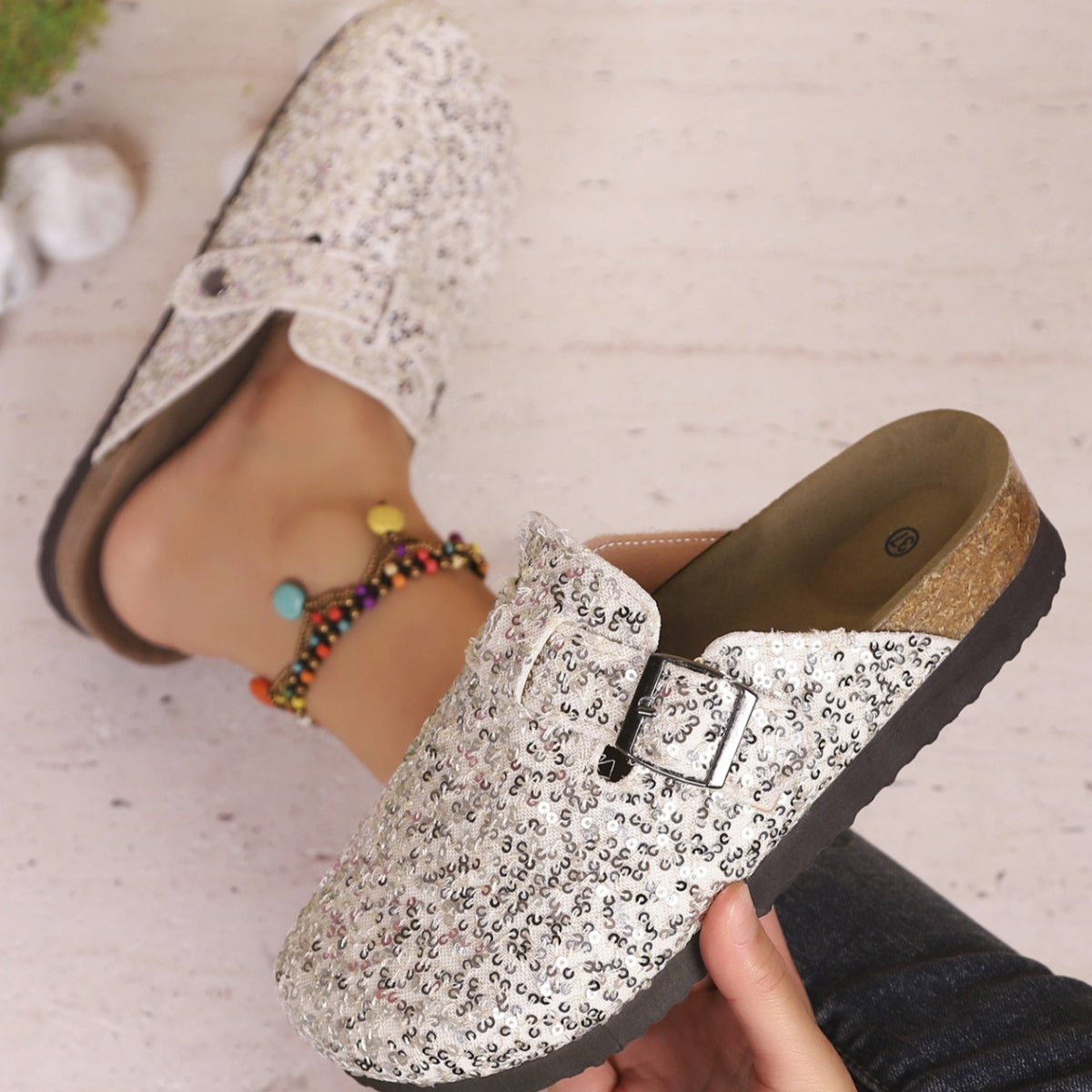 Sequin Round Toe Slip-Ons