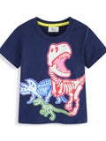 Children's Glow In The Dark Dinosaur Skeleton Graphic Crew Neck T-Shirt