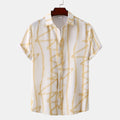 Men's Plus Size Abstract Lines Print Short Sleeve Summer Casual Shirt