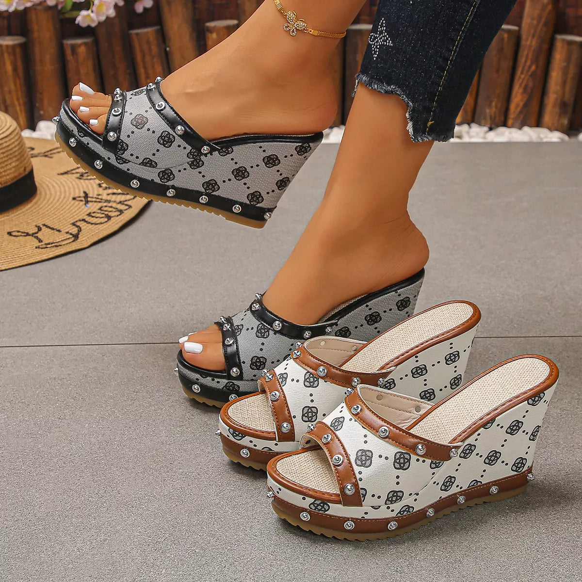 Peep Toe Wedge Sandals