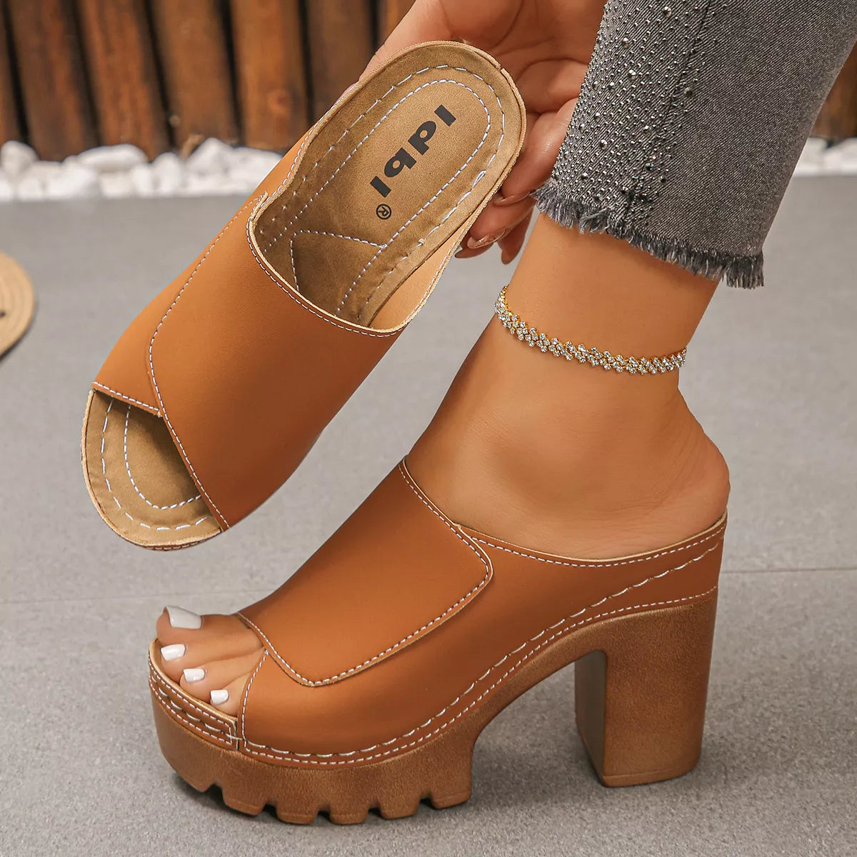 Open Toe Block Heels Sandals