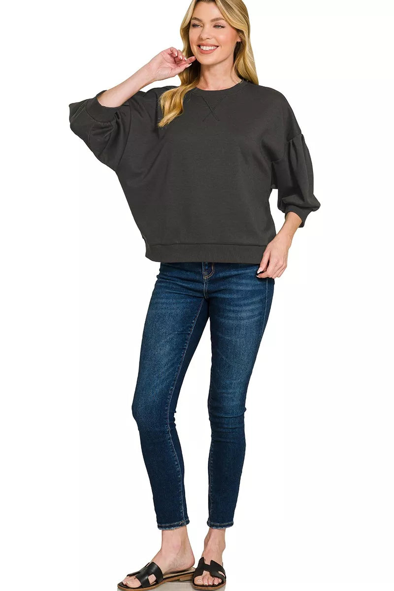 Zenana Scuba Dolman Sleeve Sweatshirt