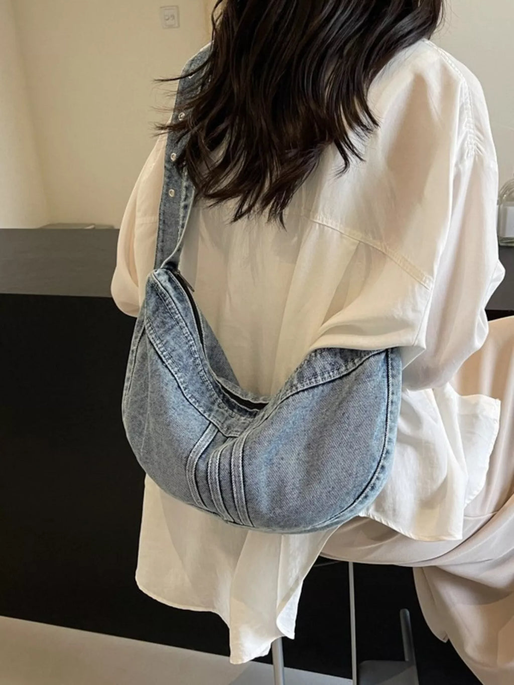 Denim Adjustable Strap Crossbody Bag