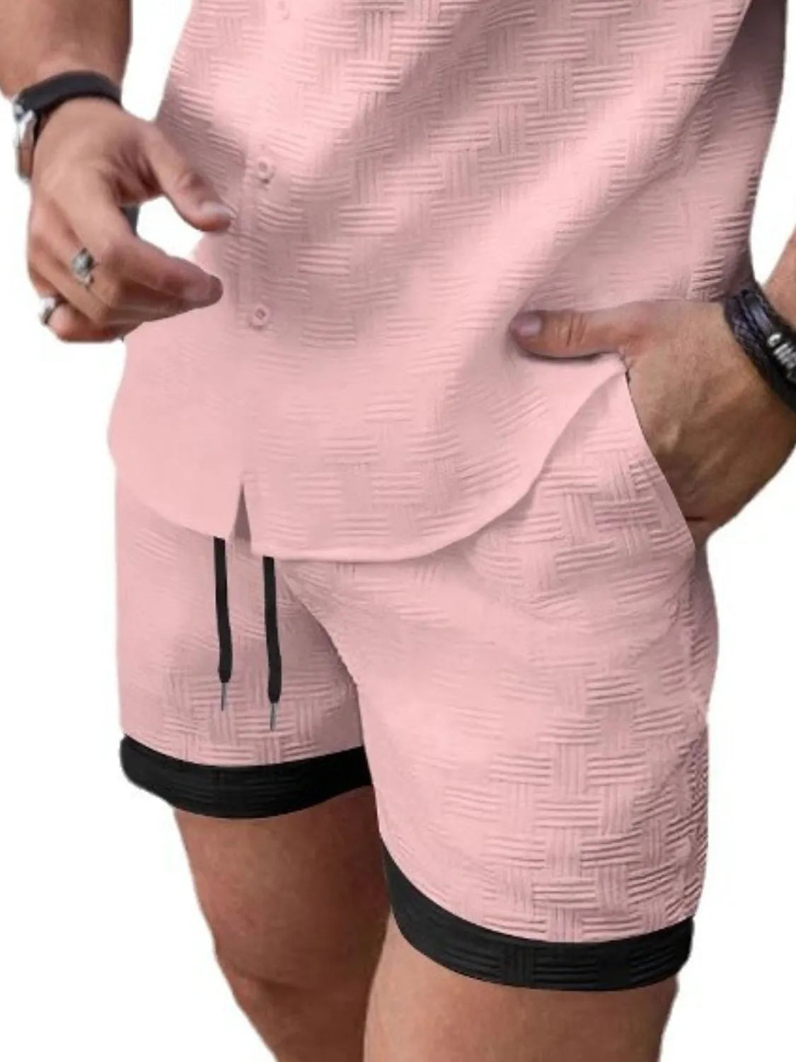 Men's Drawstring Textured Shorts