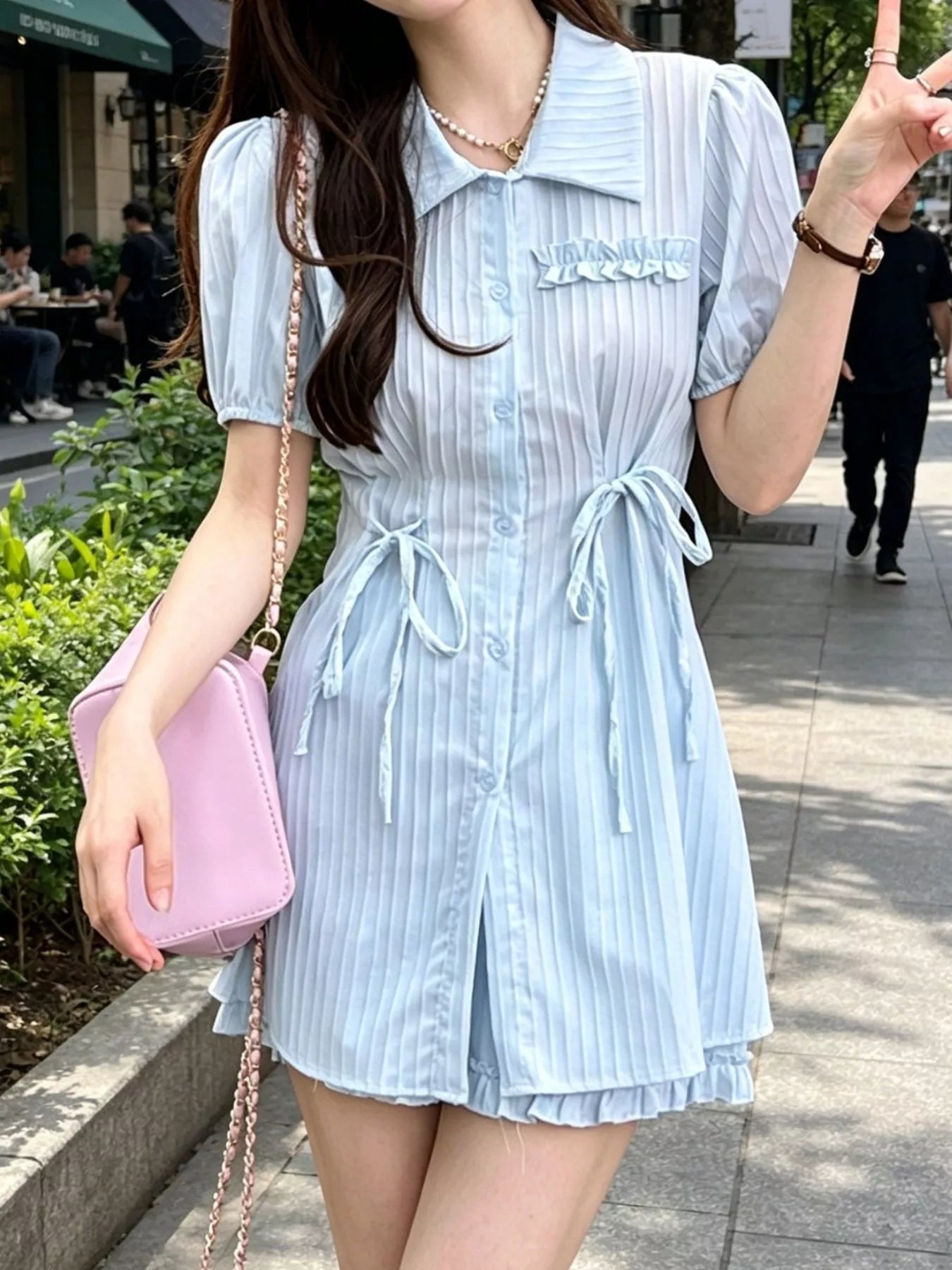 Tied Button Up Shirt and Shorts Set