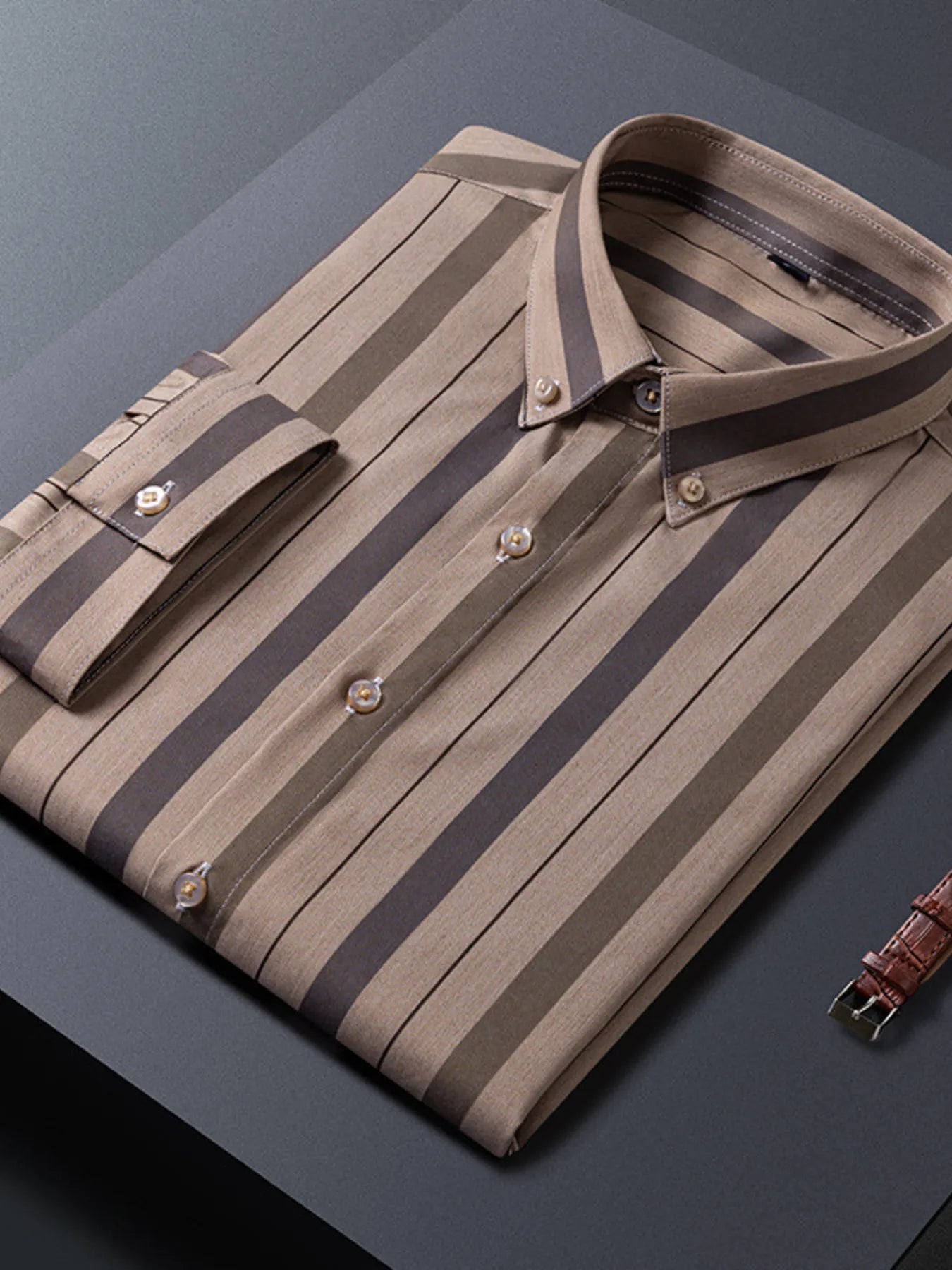 Men's Plus Size Striped Casual Half Sleeve Shirt