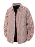 Men's Plus Size Striped Casual Long Sleeve Shirt