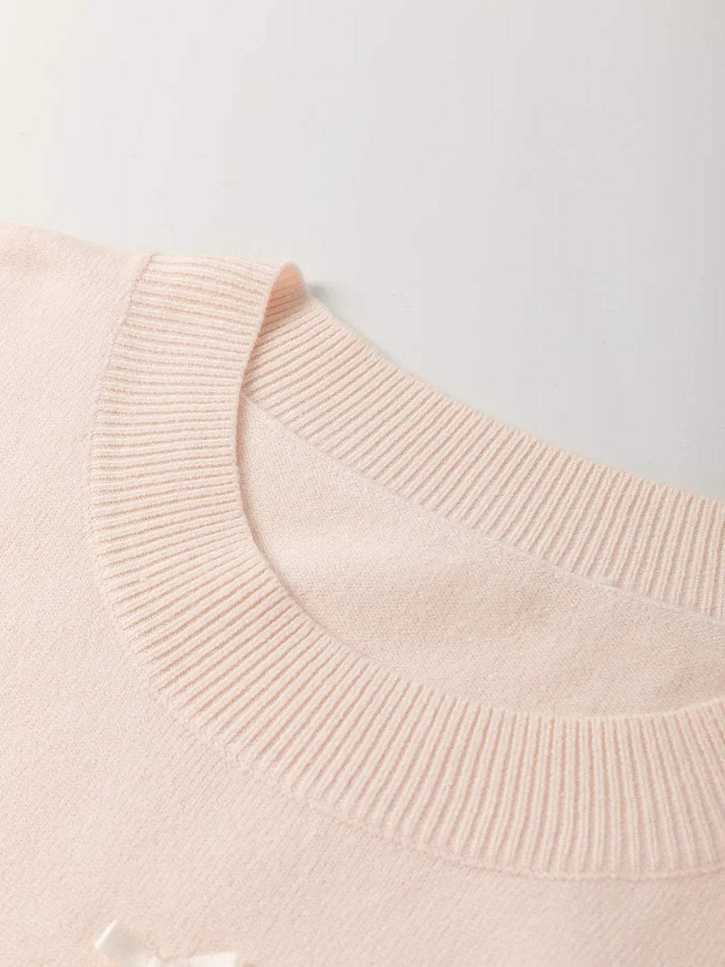 Pearl Embellished Bow Detail Short Sleeve Sweater