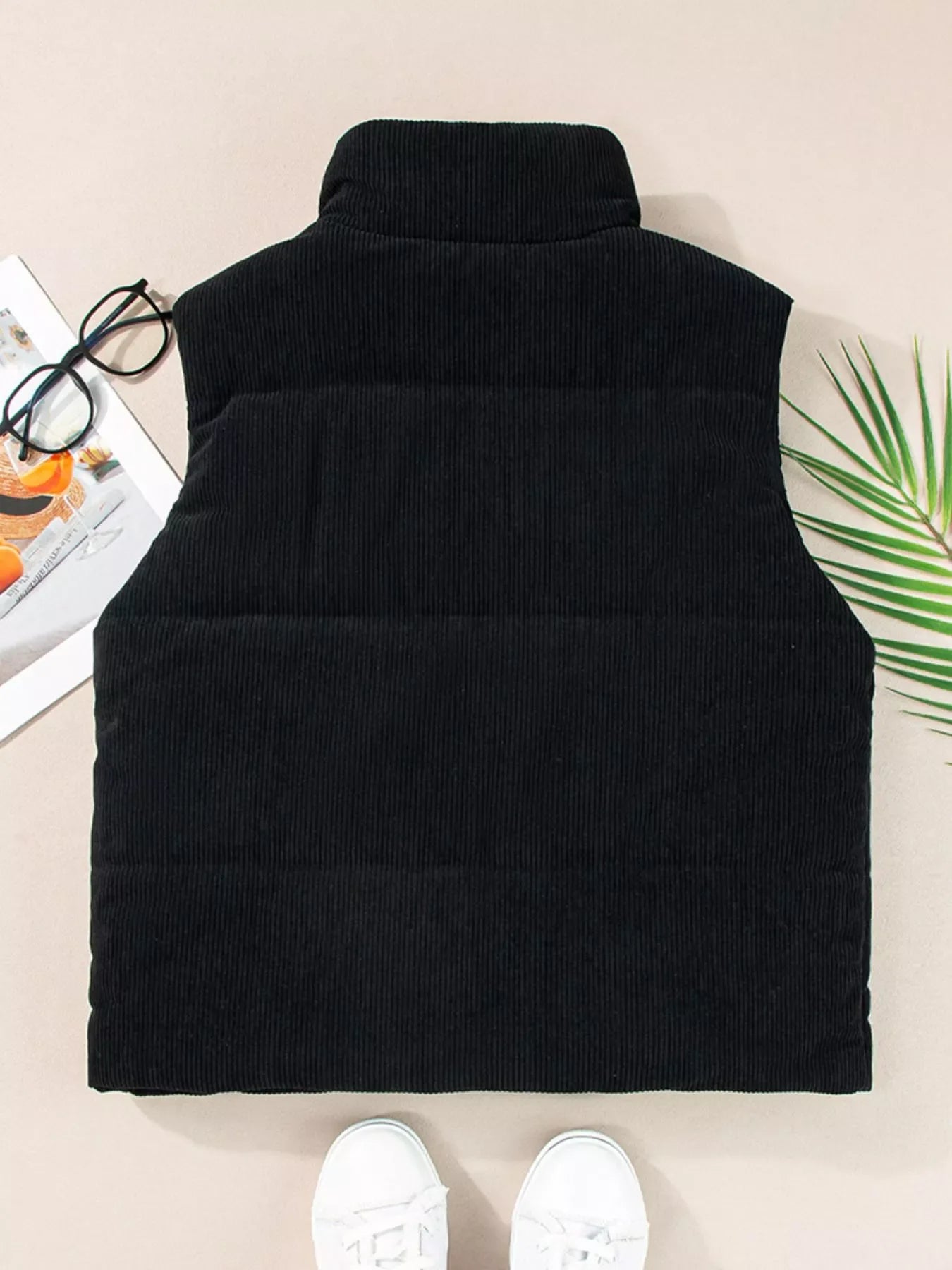 Corduroy Zip Up Vest Coat