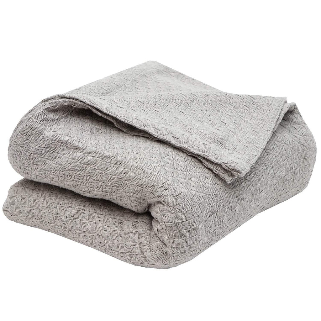 100% Cotton Heavyweight Square Knit Throw Blanket