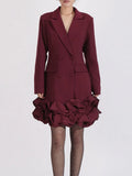 Ruffle Hem Double-Breasted Blazer Dress