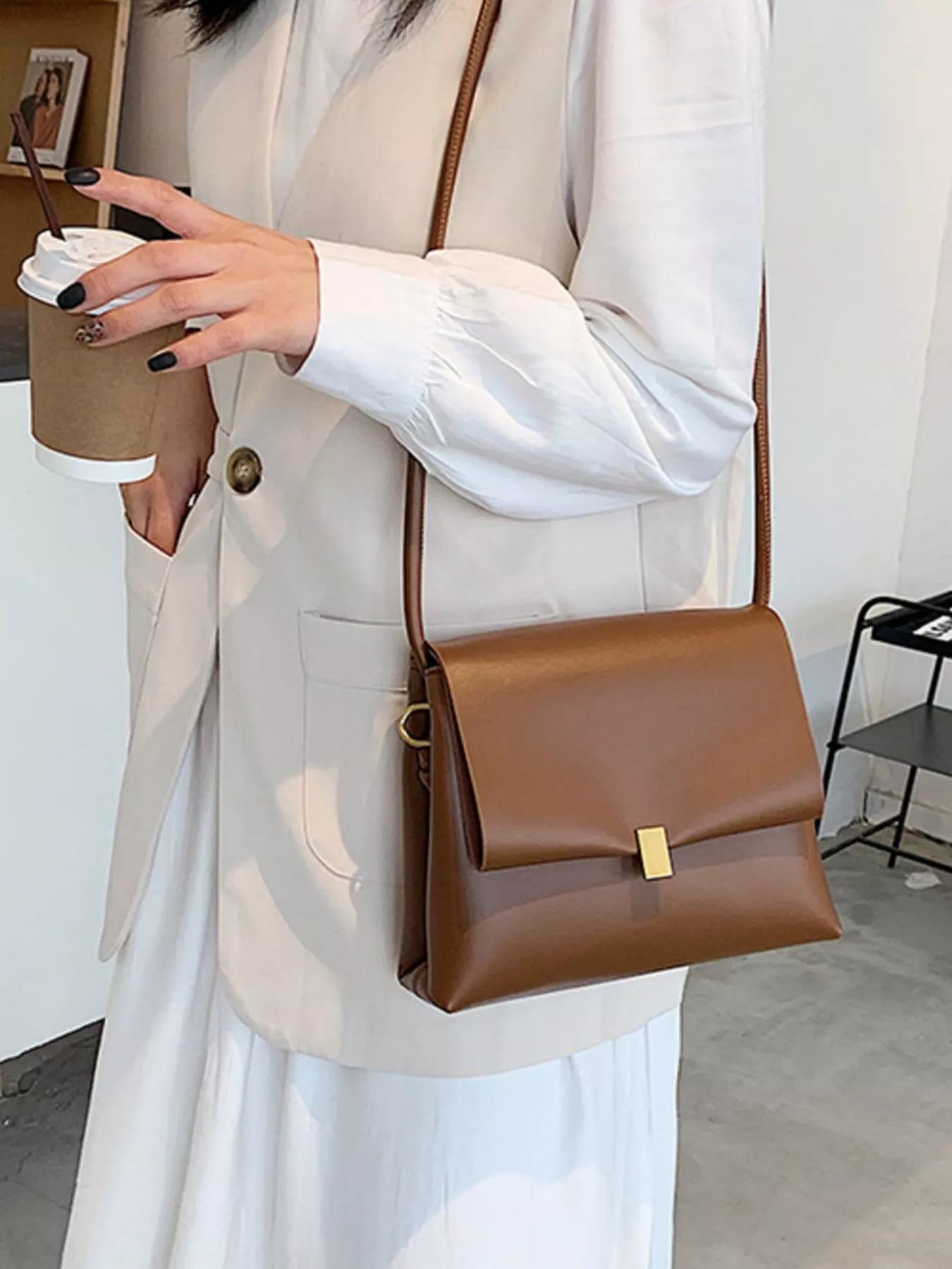 Flap Leather Crossbody Bag