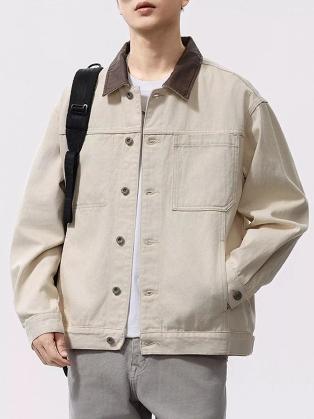Men's Plus Size Two-Tone Collar Casual Jacket