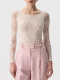 Lace Round Neck Long Sleeve Top