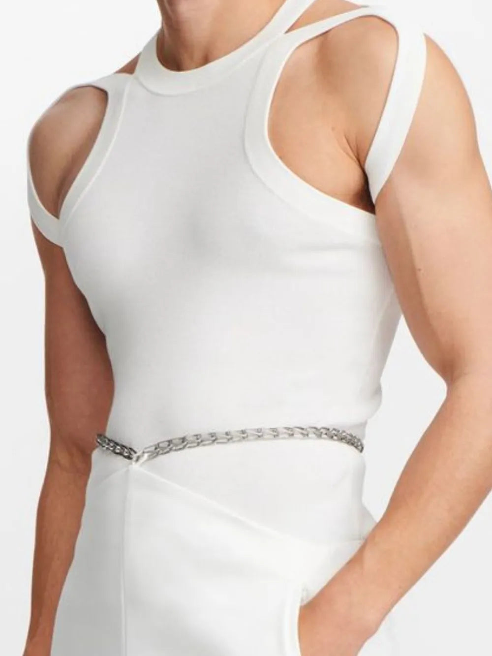Men's Full Size Cutout Round Neck Tank Plus Size