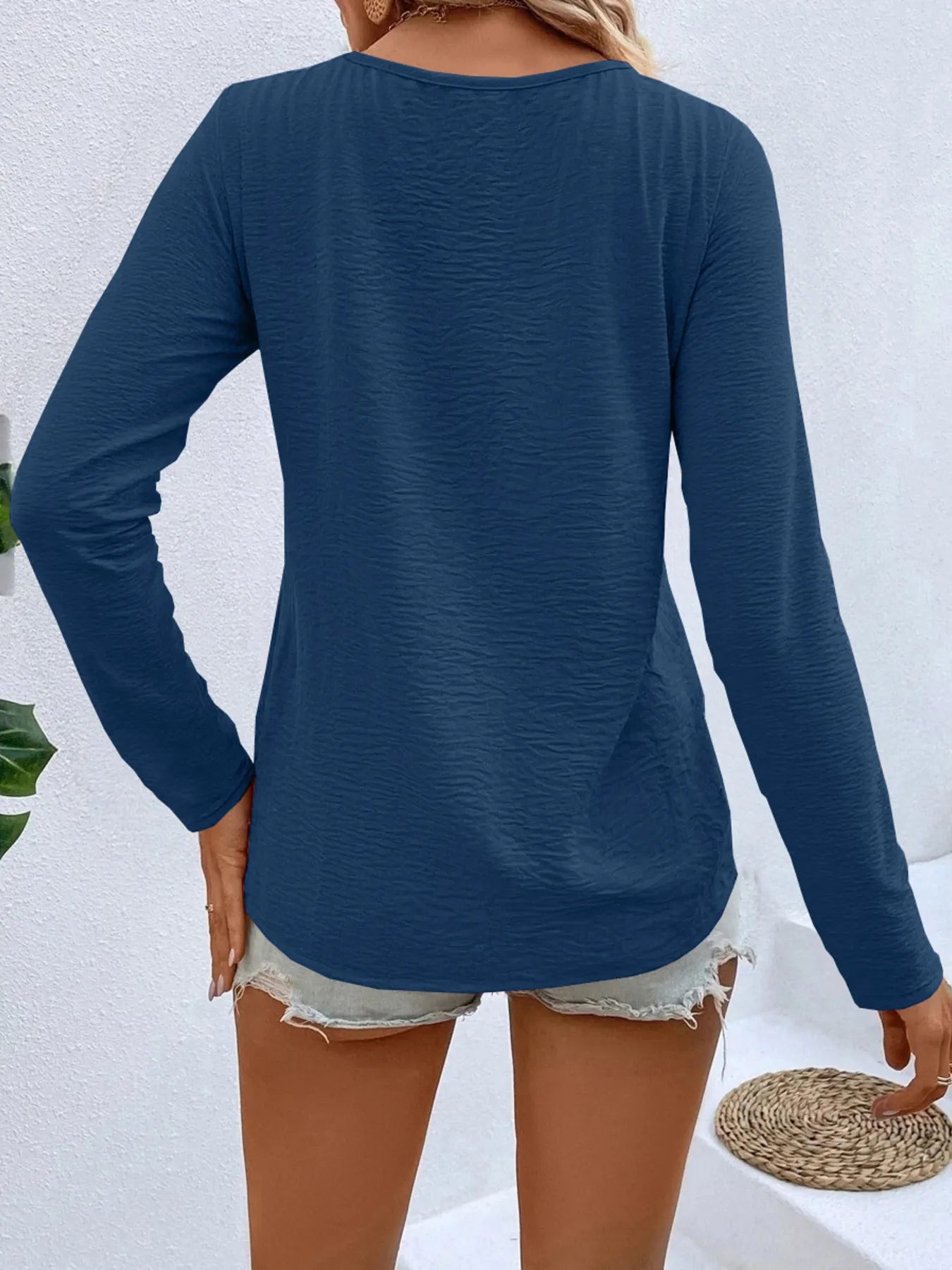 Full Size V-Neck Long Sleeve T-Shirt Plus Size