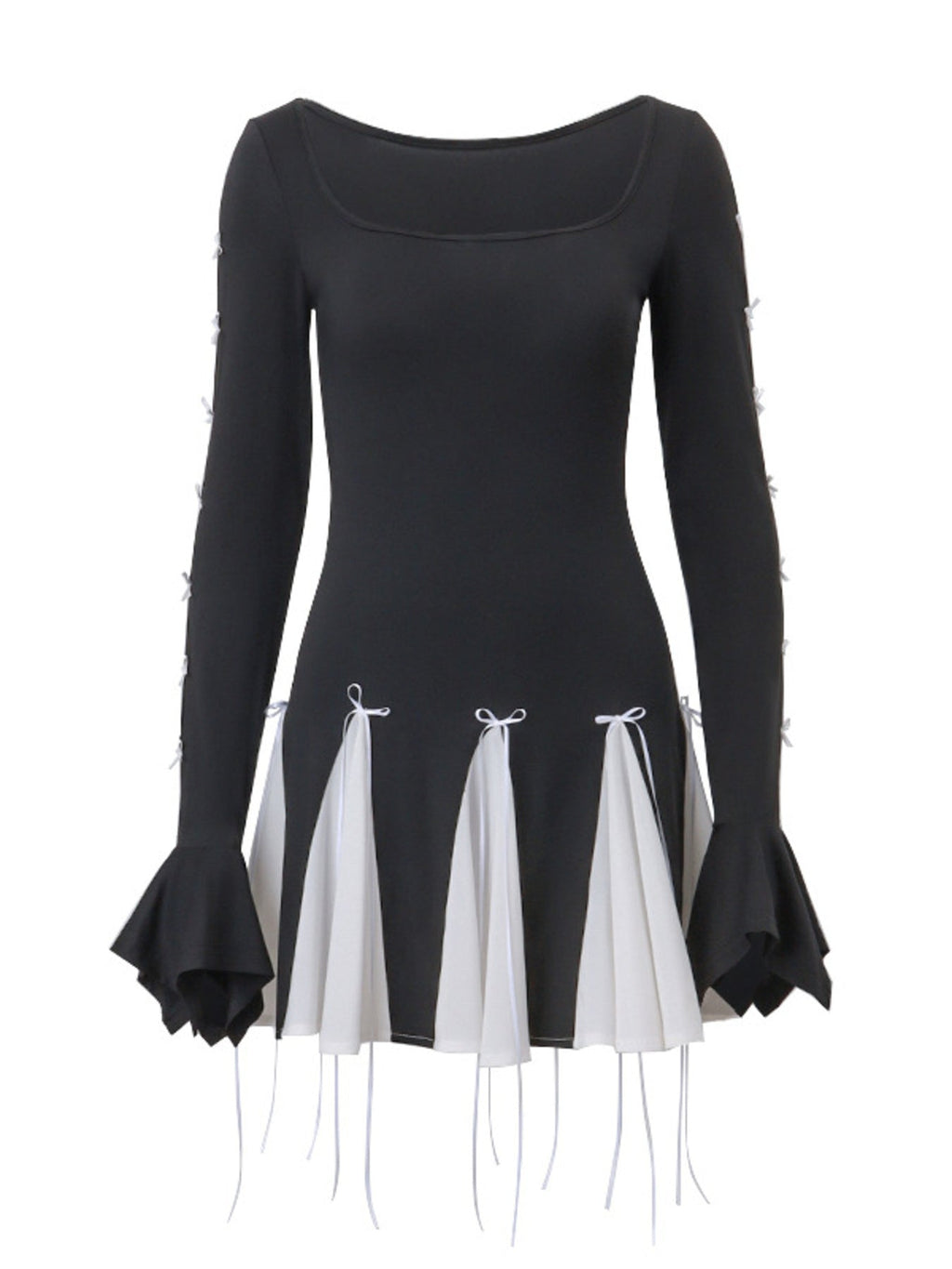 Two Tone Bowknot Decor Mini Dress