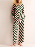 Striped Long Sleeve Shirt and Pants Lounge Set
