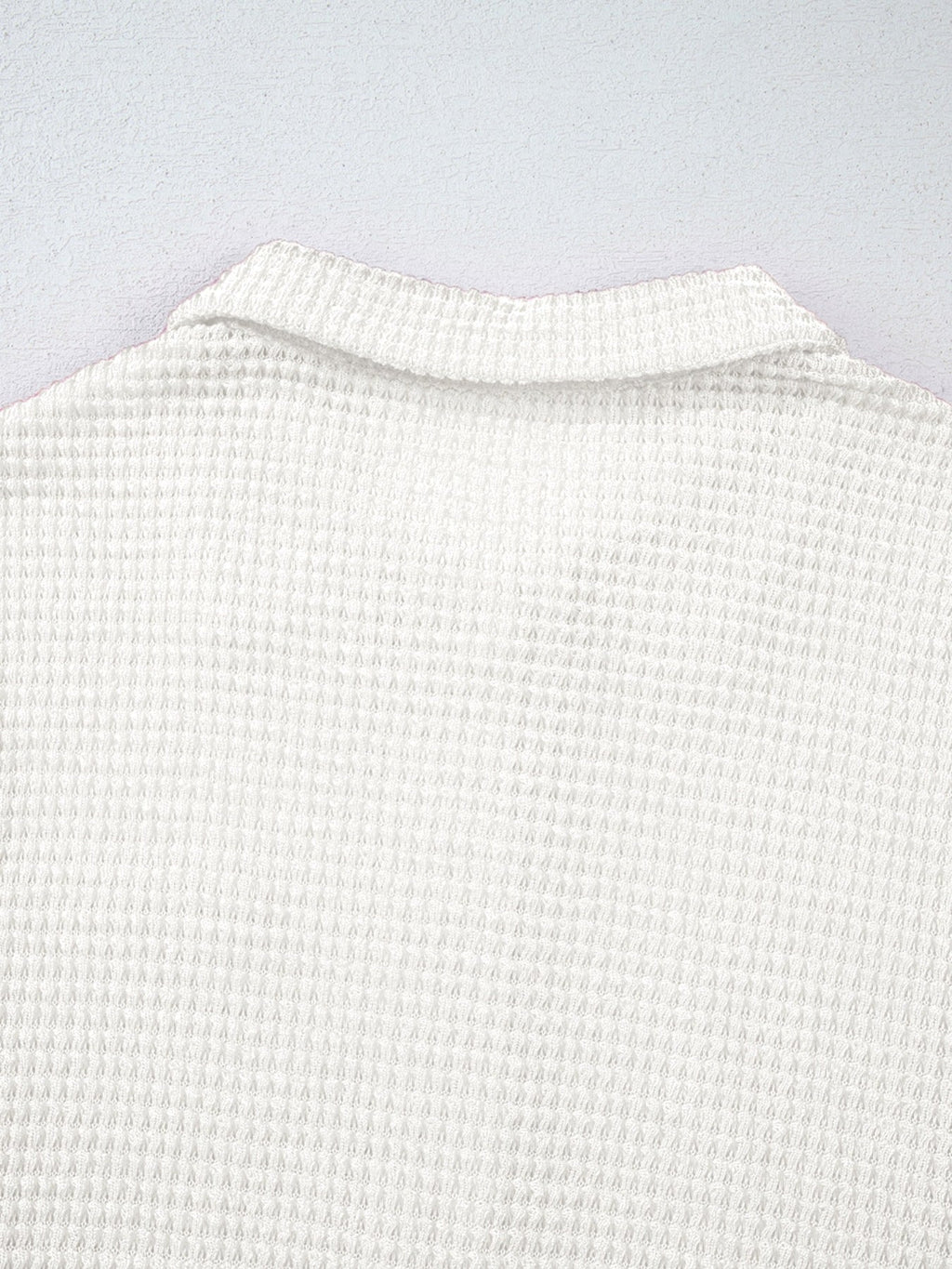 Waffle Knit Button Detail Top