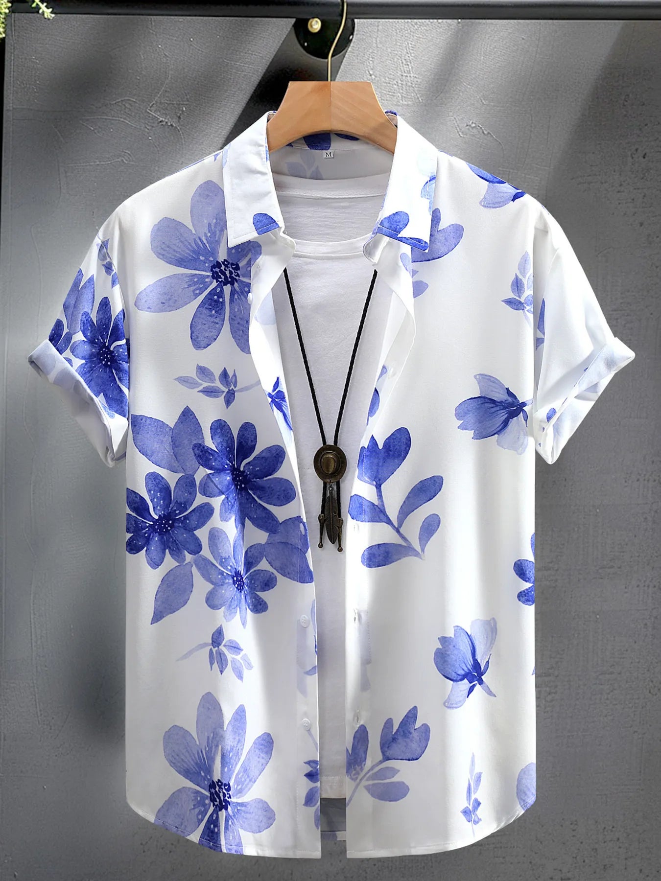 Men's Printed Button Up Short Sleeve Shirt