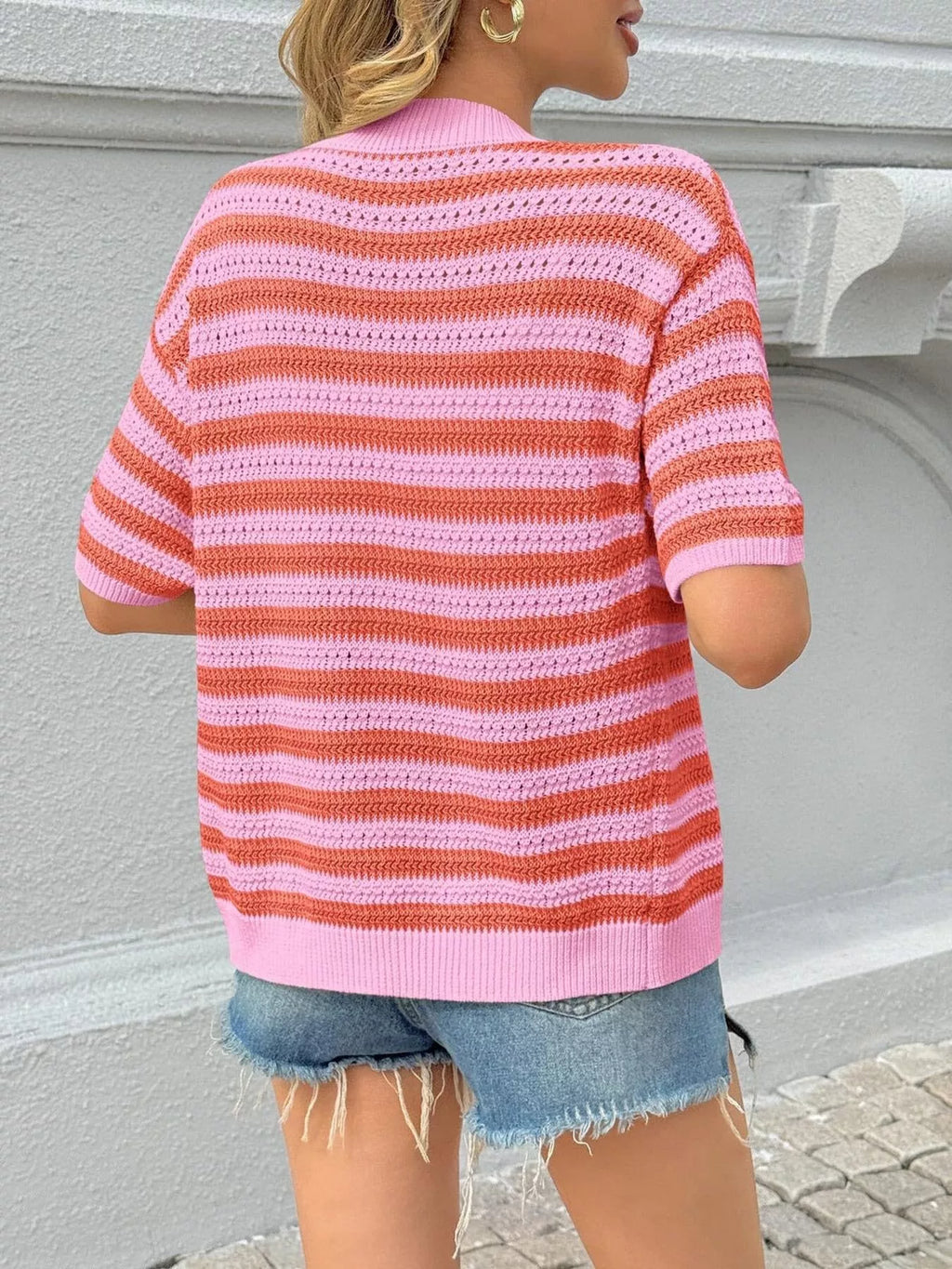 Striped Button Up Cardigan