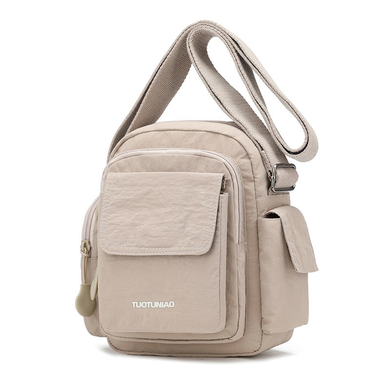 Multi-Pocket Lightweight Nylon Crossbody Bag
