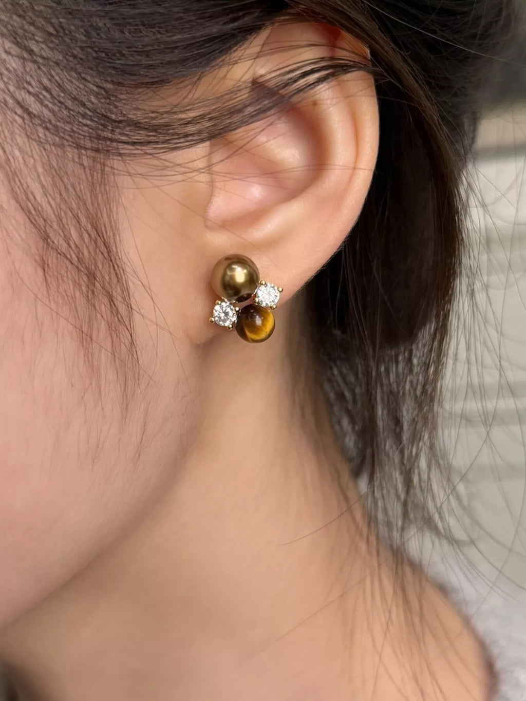 Tiger Eye Stud Earrings