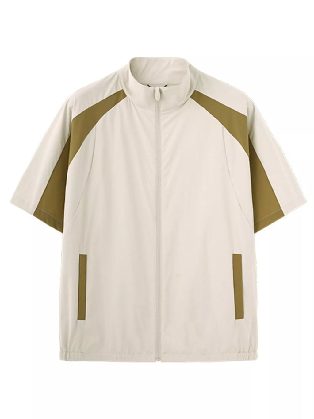 Men's Color Block Zip Up Short Sleeve Jacket