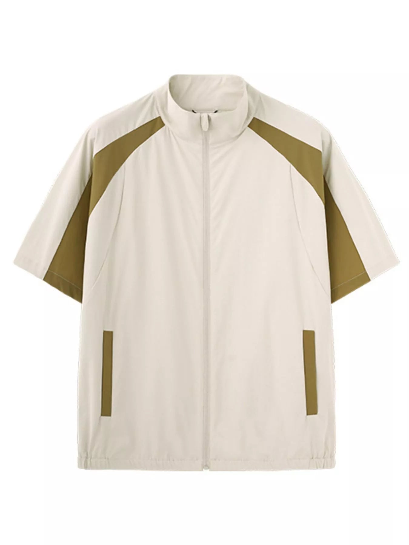 Men's Color Block Zip Up Short Sleeve Jacket