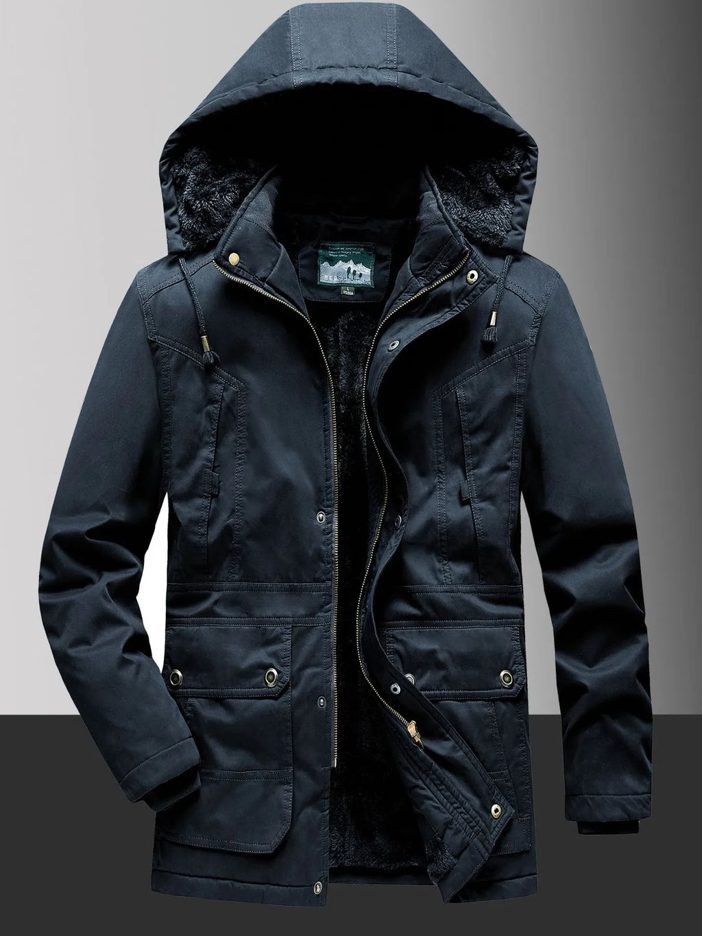 Men's Plus Size Fleece Lined Hooded Winter Coat
