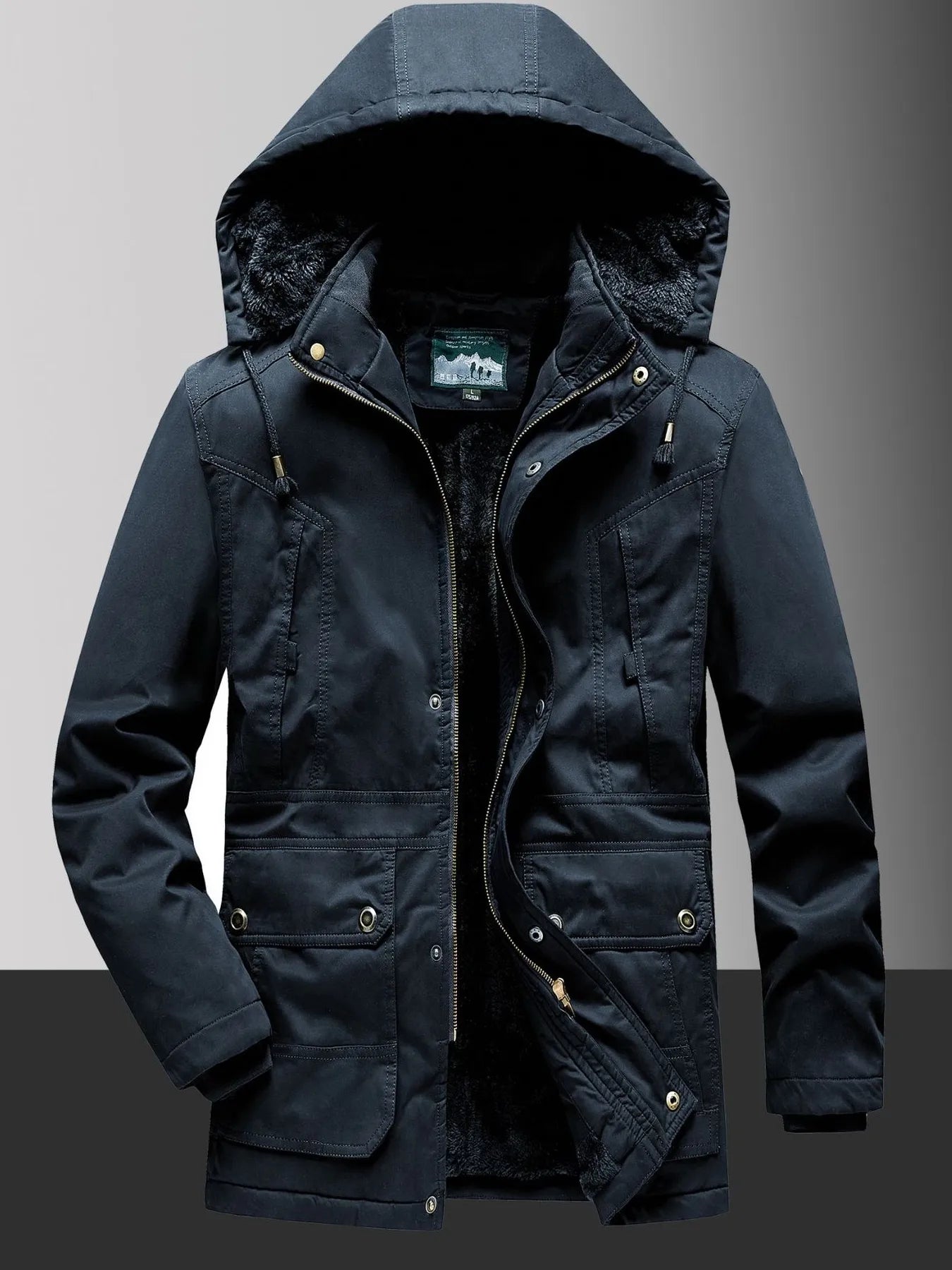 Men's Plus Size Fleece Lined Hooded Winter Coat