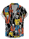 Men's Plus Size Printed Button Up Short Sleeve Shirt