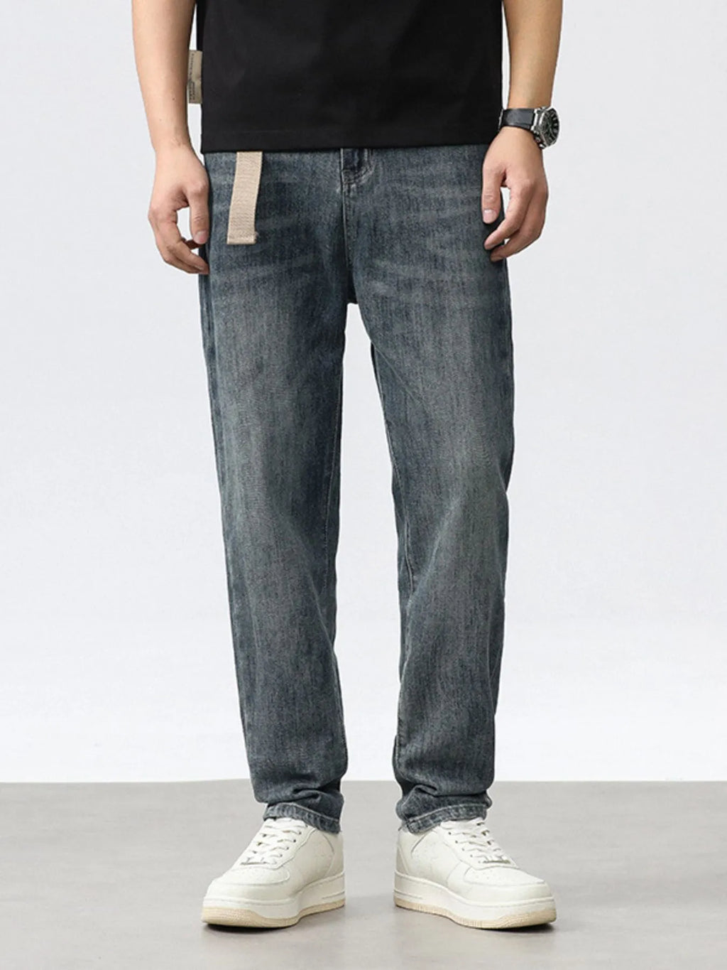 Men's Washed Relaxed Fit Wide Leg Jeans