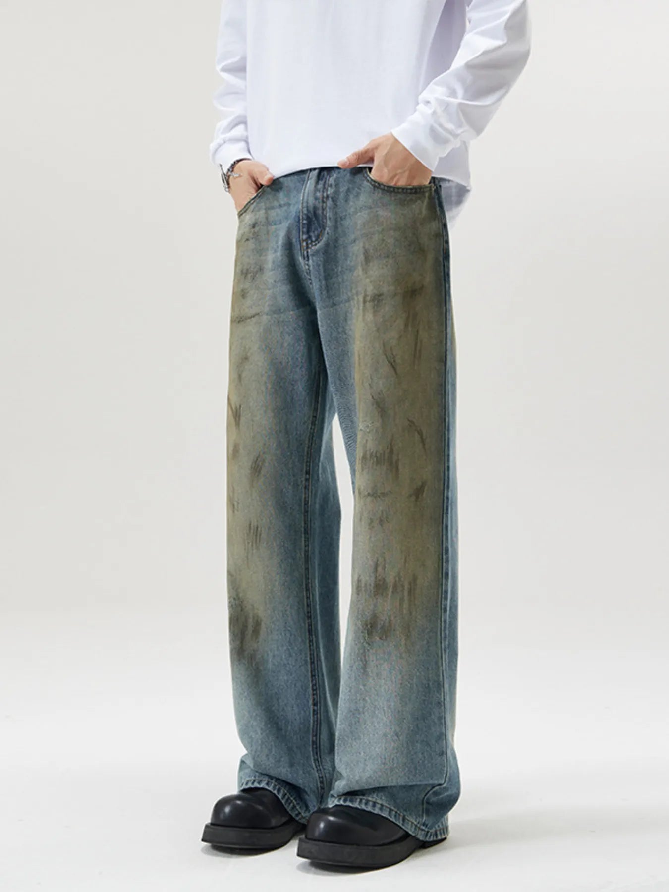 Men's Full Size Wide Leg Relaxed Fit Jeans Plus Size