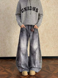 Men's Full Size Vintage Wash Wide Leg Jeans Plus Size
