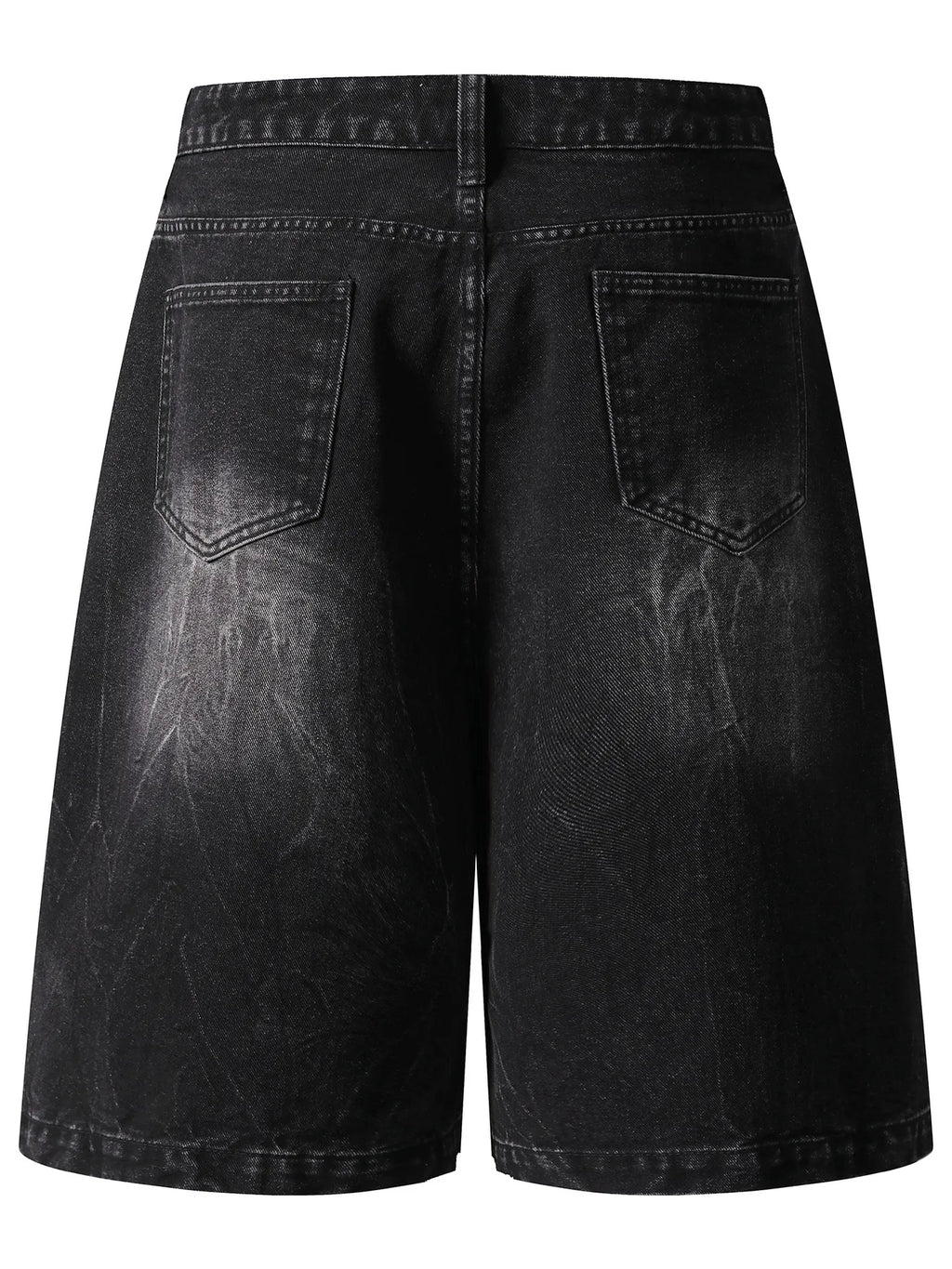 Men's Distressed Denim Shorts with Plaid Patches