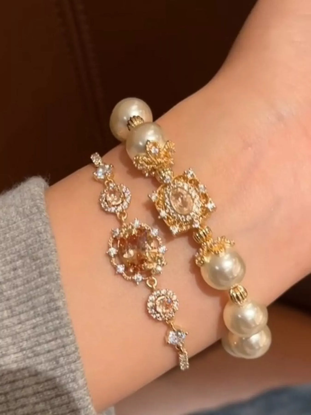 18K Gold-Plated Pearl Bracelet