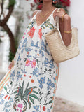 Printed V-neck Summer Maxi Dress