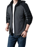 Men's Plus Size Hooded Colorblock Lightweight Jacket