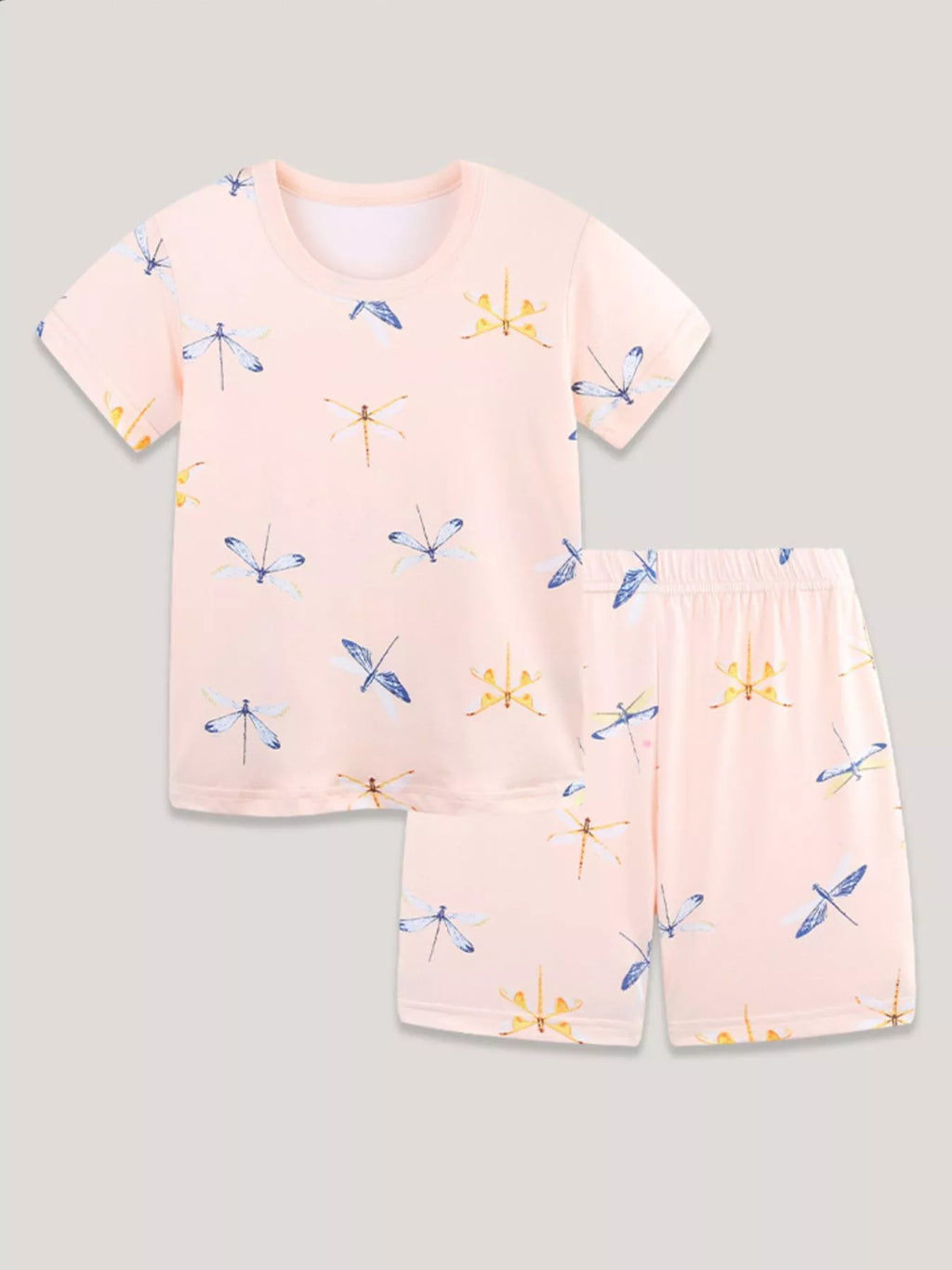 Children's Dragonfly Print Casual Tee and Shorts Set