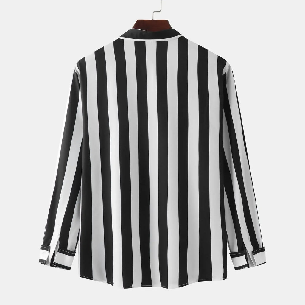 Men's Striped Button-Down Long Sleeve Shirt