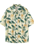 Men's Plus Size Tropical Print Short Sleeve Shirt